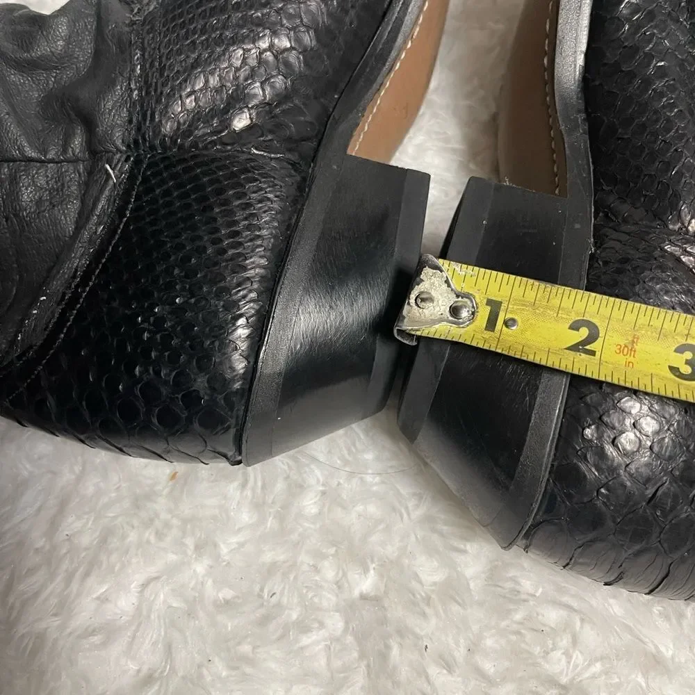 Code West men’s cowboy Boots leather Black & snake skin print Size9.5
